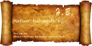 Hafner Balambér névjegykártya